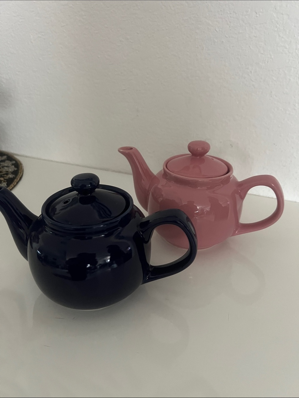 (old Amsterdam)2-Ceramic Teapot Set - Pink and Black, microwave& dishwasher safe
